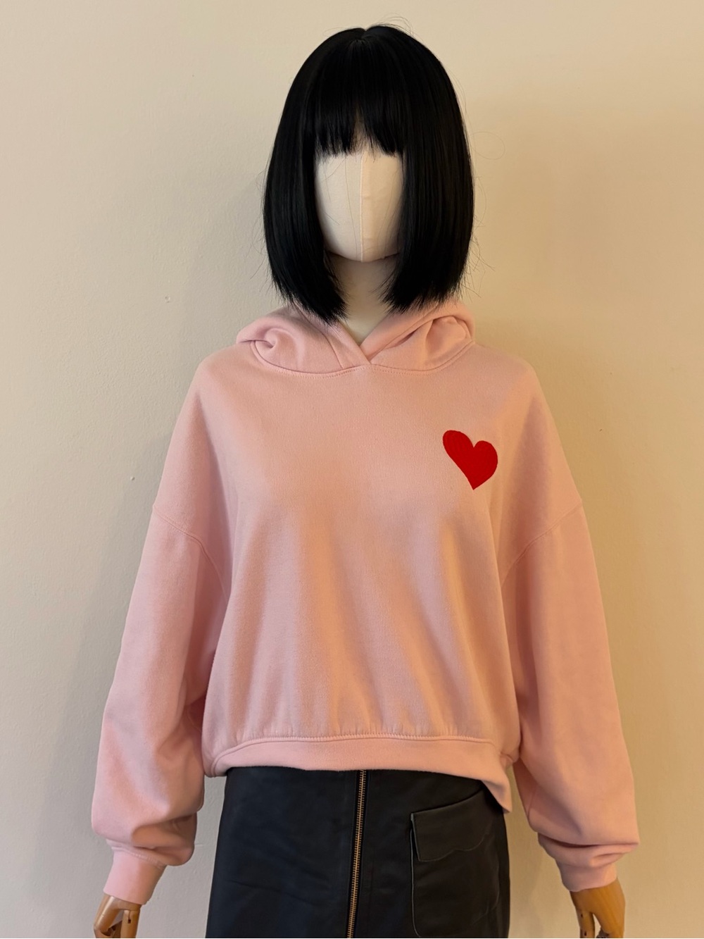 Reflex Pink Heart Graphic Oversized Hoodie Sweatshirt Medium Cute Y2K